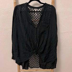 Free people black button up with Lacey back